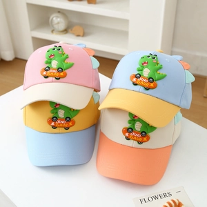 Kids Baseball Cap 3D Dinosaur Skateboard Cotton Color Block Sun Hat For Toddler Boys Girls Adjustable Cartoon Outdoor