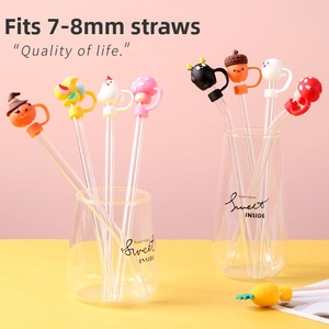 Cartoon silicone straw covers for 7-8mm straws with pumpkin and ghost designs