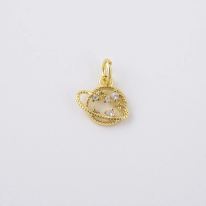 Golden globe pendant with star details and zircon inlay for DIY jewelry design