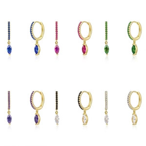 Élégantes boucles d'oreilles dorées avec cristal taille marquise en plusieurs couleurs