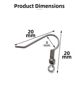 Detailed size specifications for 20mm gunmetal earring hooks for jewelry making