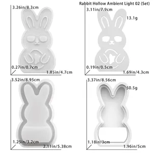 Detailed dimensions of rabbit hollow atmosphere lamp silicone molds with weight specs