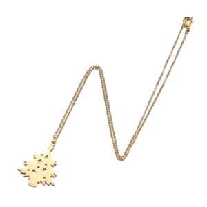 Golden stainless steel Christmas tree necklace with hollow star details and fine link chain