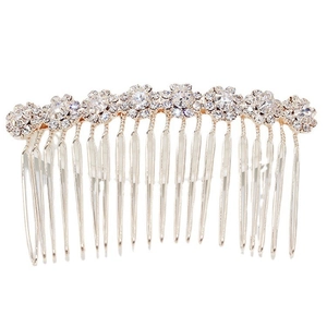 Elegant gold bridal hair comb with rhinestone sunflower patterns for wedding hair styling