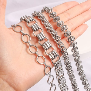 Polished silver stainless steel link chains in diverse styles for DIY fashion jewelry making
