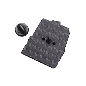 Black alloy book badge back view with honeycomb texture and rubber clutch backing