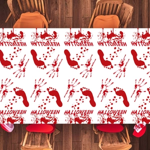 Halloween bloody handprint and footprint tablecloth decoration for party tables