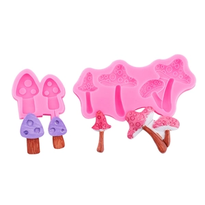 Moules en silicone en forme de champignon rose pour décoration de gâteaux et résine