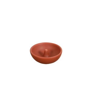 Porta incienso minimalista de cerámica marrón rojizo con acabado mate elegante
