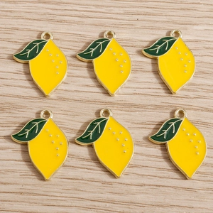 Alloy Lemon Fruit Charms Enamel Oil Drop Pendants Gold Plated DIY Jewelry Making Necklace Earring Accessories