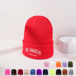 Bonnet Beanie Los Angeles Broderie Vintage Made Revers Tricoté Côtelé Chaud Hiver Casual Streetwear Hommes Femmes