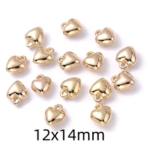 Golden heart-shaped CCB beads for DIY jewelry making with 12x14mm dimensions
