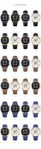 Matrix display showing 24 different color combinations of Geneva quartz wristwatches