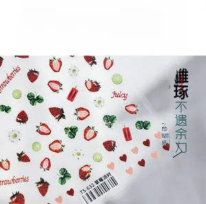 Detail of TS-632 nail stickers featuring realistic strawberry and lime designs