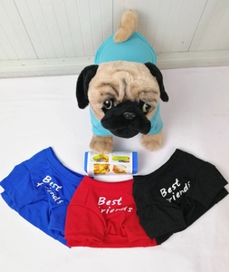 Three cotton Best Friends pet t-shirts in blue, red, and black for French Bulldogs
