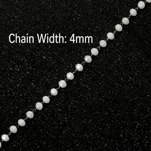 DIY 4mm white faceted bead chain with silver stainless steel wire for jewelry making