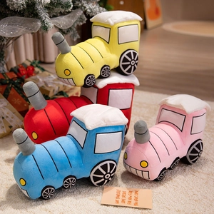 Cartoon Train Plush Toy Soft Stuffed Animal Locomotive Pillow For Kids Room Decor Comforting Doll Birthday Gift