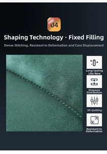 Detailed view of quilted velvet shell pillow with dense stitching and fixed filling