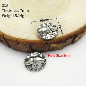 Detailed view of vintage silver elephant beads with measurements for DIY jewelry