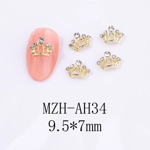 Macro de charmes pour ongles couronne 9,5x7mm en alliage avec strass sur fond blanc