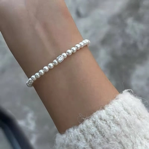 Elegant aurora colorful crystal and silver beaded bracelet with white pearl accents