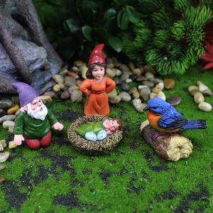 Figurines De Gnomes Miniatures Résine Peinte À La Main Décoration De Jardin Féerique Micro Paysage Ornements Intérieur
