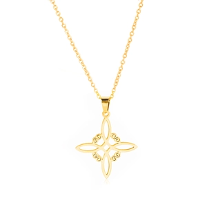 Collier élégant en acier doré avec pendentif nœud celtique ajouré de sorcière