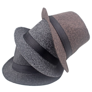 Klassische Herren Wollfilz-Fedora-Hüte mit Fischgrätenmuster in Grau- und Kaffeetönen