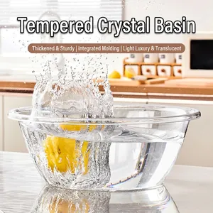 Minimalist transparent thickened plastic washbasin with dynamic water splash scene