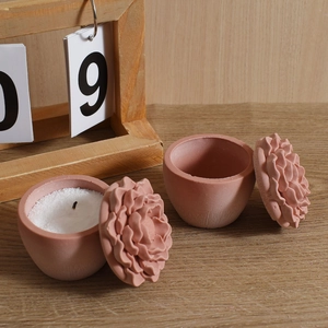 Peony flower silicone mold for DIY candle jars and storage bowls in pink matte finish