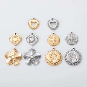 DIY stainless steel heart flower and starburst pendant set in gold and silver finish