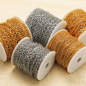 Gold and silver stainless steel flat cable chains on spools for DIY jewelry making