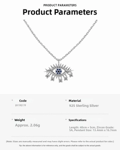 Detailed macro view of S925 sterling silver evil eye pendant with blue zircon stones