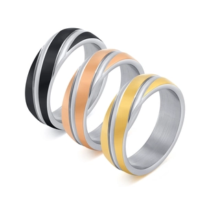 Minimalist twill titanium steel rings in black, rose gold, and gold finishes for men