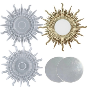 DIY sun-shaped resin mold kit with silicone sunray molds and round mirror accessories