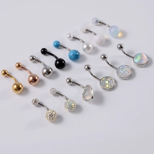 Piercings de nombril en acier avec finitions dorées, argentées et boules en turquoise