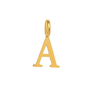 Polished 18k gold plated titanium steel letter A pendant with minimalist round bail