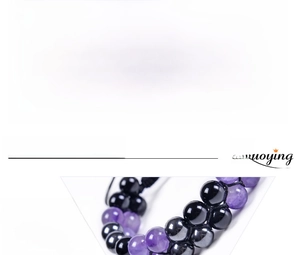 Detailed specs for 8mm amethyst and black magnetite beads with 6.6-11.8 inch sizing