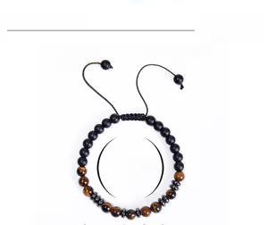 Technical specifications for tiger eye and matte agate bead bracelet with adjustable cord