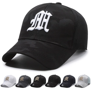 Unisex Baseball Cap Camouflage Mesh Trucker Hat Gothic Letter Embroidery Breathable Sunshade Adjustable Cotton Polyester