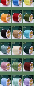 Detailed color chart of size 72 jade thread rolls for DIY jewelry making and weaving