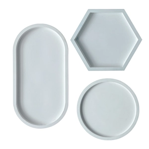 Three-piece set of oval, hexagon, and round silicone coaster molds for DIY resin casting