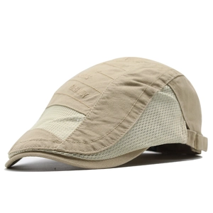 Mesh Flat Cap Ivy Hat Breathable Cotton Summer Outdoor Sun Protection Adjustable Fashion Embroidery For Men Women