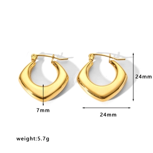 18k gold plated stainless steel C-shaped geometric hoop earrings for women, 24mm size