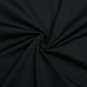 Close-up of the soft black fabric texture with subtle sheen and elegant drapery detail