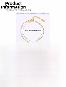 Détails des dimensions d'un bracelet doré en acier titane avec chaîne de 17+5cm