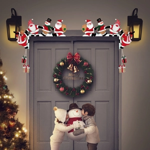 Christmas Door Corner Decoration Wooden Santa Snowman Reindeer Gnome Frame Ornament Festive Party Home Decor Right Angle