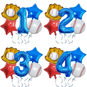 Baseball Theme Foil Balloons Blue Number Baseball Glove Star For Boys Birthday Party Decoration Sports Theme Balloon Kit