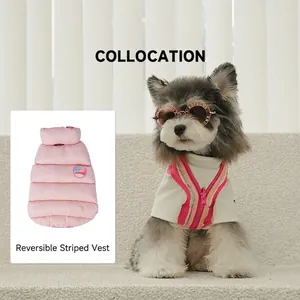 Gilet double-face rosa caldo per cani di piccola taglia come Schnauzer o Maltese