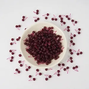 Mini Artificial Cherry Models Realistic PVC Plastic Fruit With Stem For DIY Crafting Dollhouse Cake Decoration Miniature